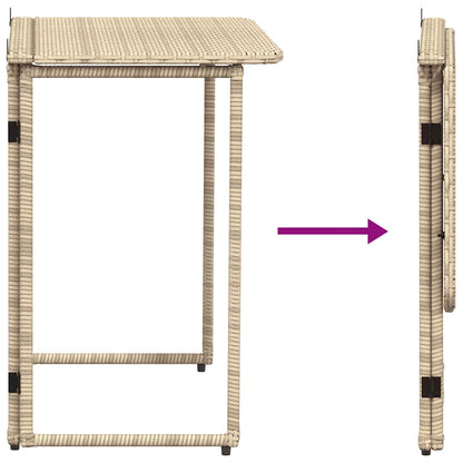 Gartentisch Klappbar Beige 90x51x75 cm Poly Rattan