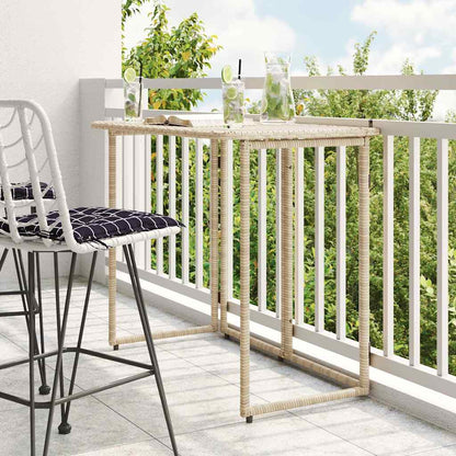 Gartentisch Klappbar Beige 90x51x75 cm Poly Rattan