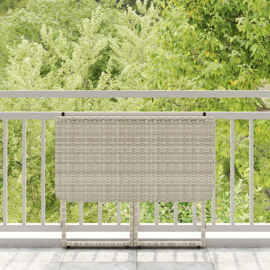 Gartentisch Klappbar Hellgrau 90x51x75 cm Poly Rattan