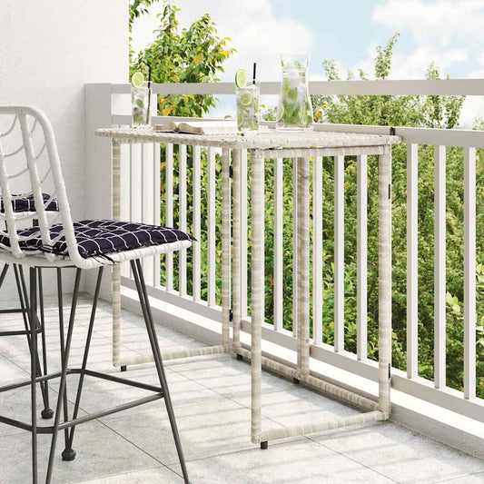 Gartentisch Klappbar Hellgrau 90x51x75 cm Poly Rattan