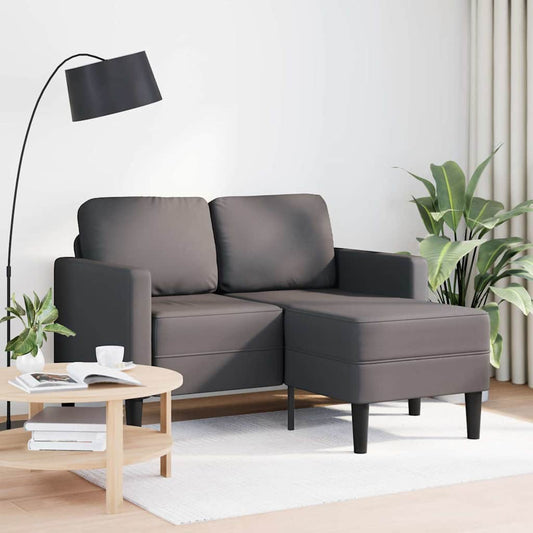 2-Sitzer-Sofa mit Chaiselongue L-Form Grau 125 cm Kunstleder