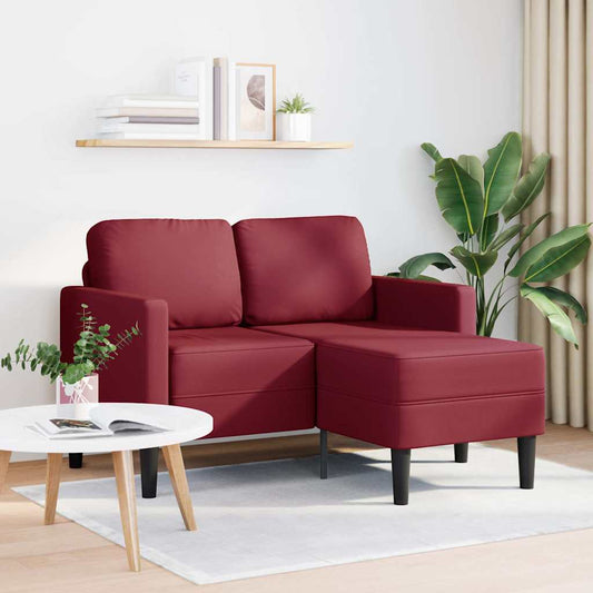 2-Sitzer-Sofa mit Chaiselongue L-Form Weinrot 125 cm Kunstleder