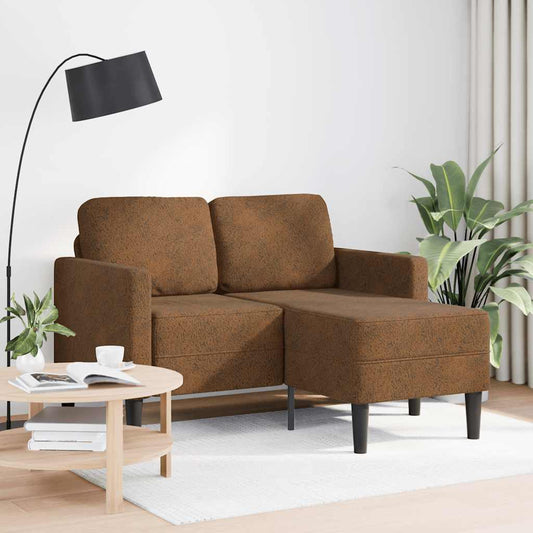 2-Sitzer-Sofa mit Chaiselongue L-Form Braun 125 cm Kunstleder