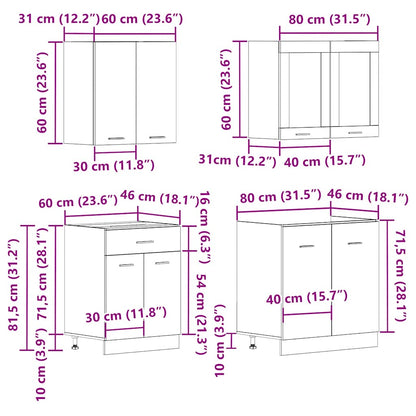 4-tlg. Küchenschrank-Set Altholz-Optik Holzwerkstoff