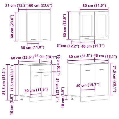 4-tlg. Küchenschrank-Set Artisan-Eiche Holzwerkstoff