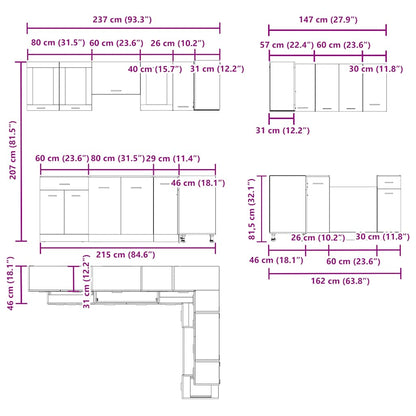 11-tlg. Küchenschrank-Set Artisan-Eiche Holzwerkstoff