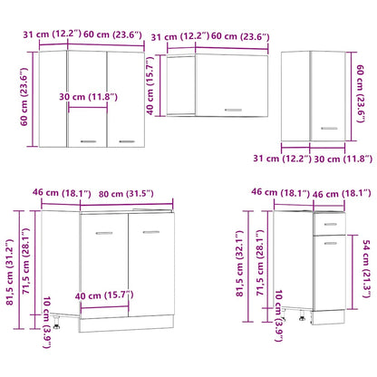 11-tlg. Küchenschrank-Set Artisan-Eiche Holzwerkstoff