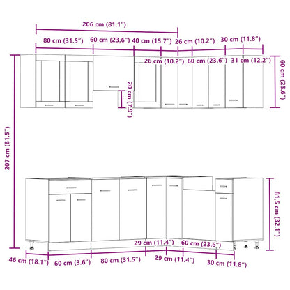 11-tlg. Küchenschrank-Set Artisan-Eiche Holzwerkstoff