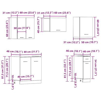 11-tlg. Küchenschrank-Set Altholz-Optik Holzwerkstoff