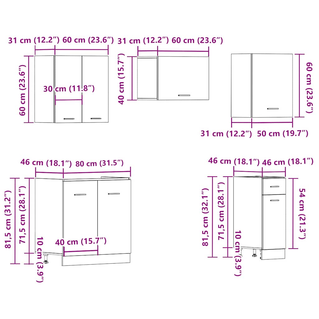 11-tlg. Küchenschrank-Set Artisan-Eiche Holzwerkstoff