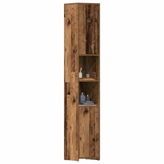 Badschrank Altholz-Optik 30x30x183,5 cm Holzwerkstoff