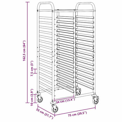 Tablettwagen mit 32 GN-Behältern 75x55x162,5 cm Edelstahl