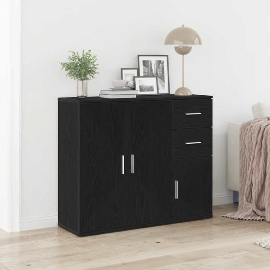 Sideboard Schwarz Eichen-Optik 91x29,5x75 cm Holzwerkstoff