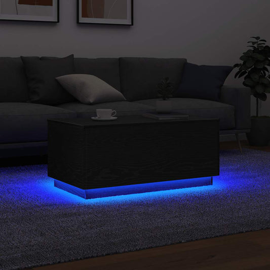 Couchtisch mit LED-Leuchten Schwarz Eichen-Optik 90x50x40 cm