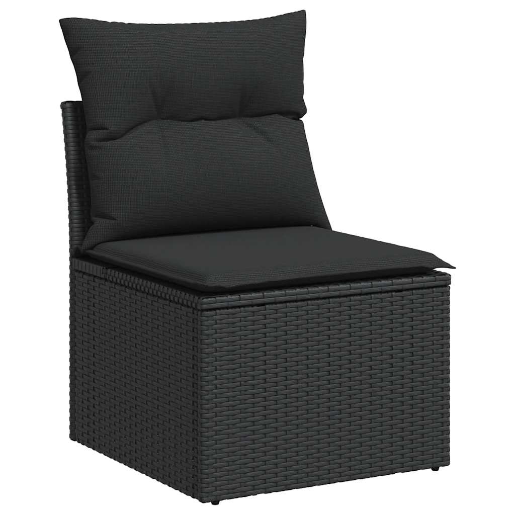 2-tlg. Garten-Sofagarnitur mit Kissen Schwarz Poly Rattan