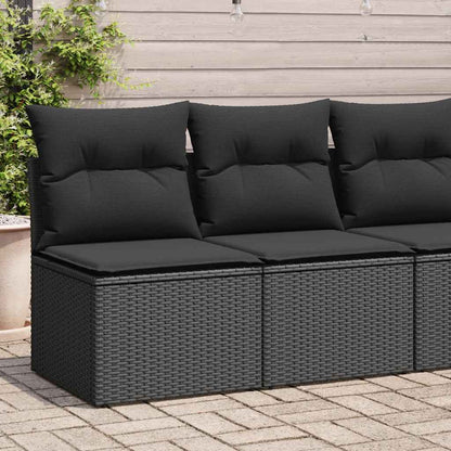 2-tlg. Garten-Sofagarnitur mit Kissen Schwarz Poly Rattan