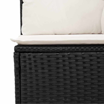 2-tlg. Garten-Sofagarnitur mit Kissen Schwarz Poly Rattan