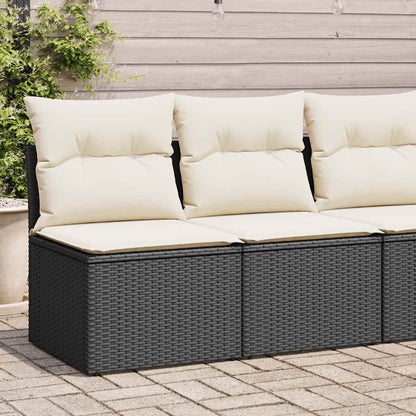 2-tlg. Garten-Sofagarnitur mit Kissen Schwarz Poly Rattan