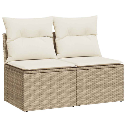 2-tlg. Garten-Sofagarnitur mit Kissen Beige Poly Rattan Akazie