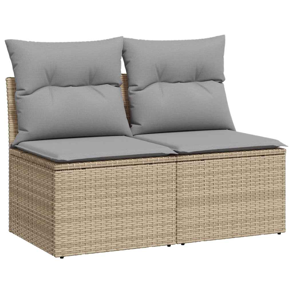 2-tlg. Garten-Sofagarnitur mit Kissen Beige Poly Rattan Akazie