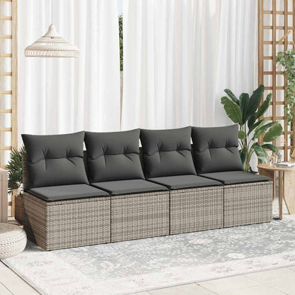 2-tlg. Garten-Sofagarnitur mit Kissen Grau Poly Rattan Akazie