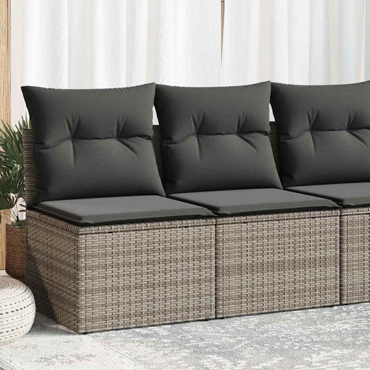 2-tlg. Garten-Sofagarnitur mit Kissen Grau Poly Rattan Akazie