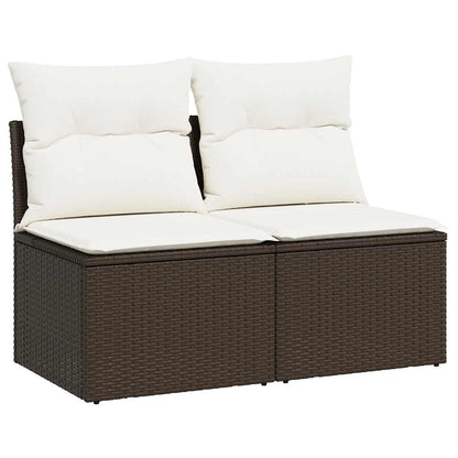 2-tlg. Garten-Sofagarnitur mit Kissen Braun Poly Rattan Akazie