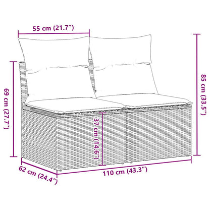 2-tlg. Garten-Sofagarnitur mit Kissen Schwarz Poly Rattan