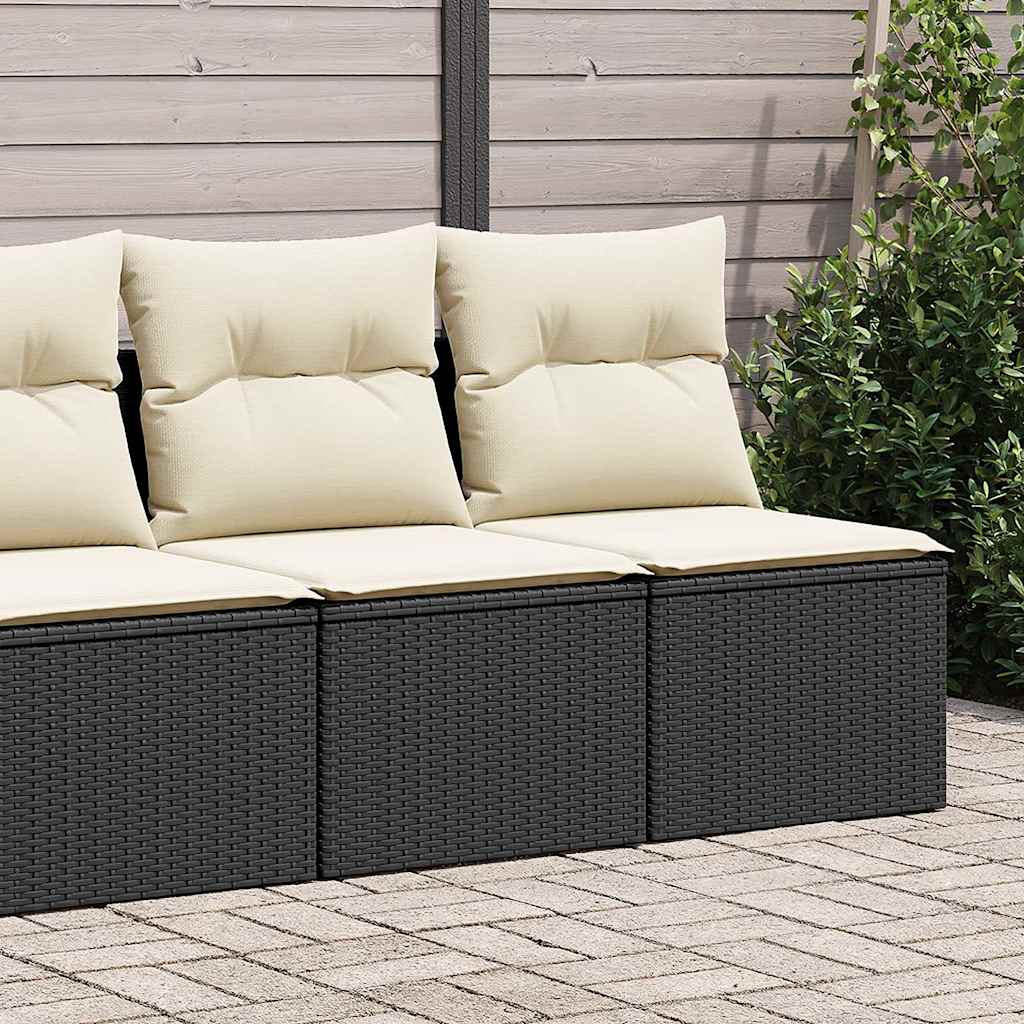 2-tlg. Garten-Sofagarnitur mit Kissen Schwarz Poly Rattan