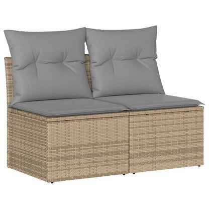 2-tlg. Garten-Sofagarnitur mit Kissen Beige Poly Rattan Akazie