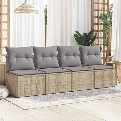 2-tlg. Garten-Sofagarnitur mit Kissen Beige Poly Rattan Akazie