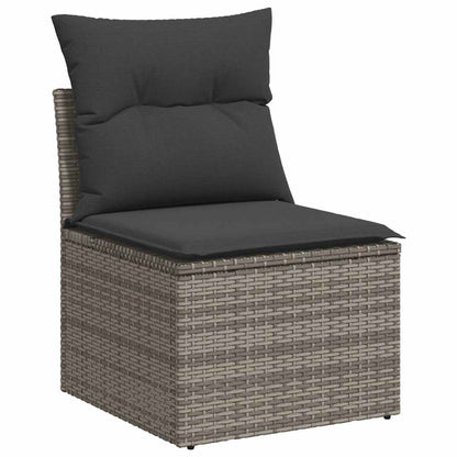 2-tlg. Garten-Sofagarnitur mit Kissen Grau Poly Rattan Akazie