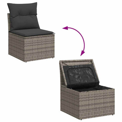 2-tlg. Garten-Sofagarnitur mit Kissen Grau Poly Rattan Akazie