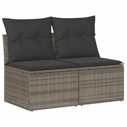 2-tlg. Garten-Sofagarnitur mit Kissen Hellgrau Poly Rattan