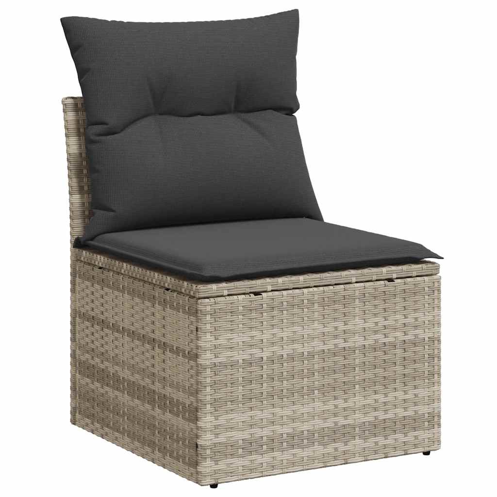 2-tlg. Garten-Sofagarnitur mit Kissen Hellgrau Poly Rattan