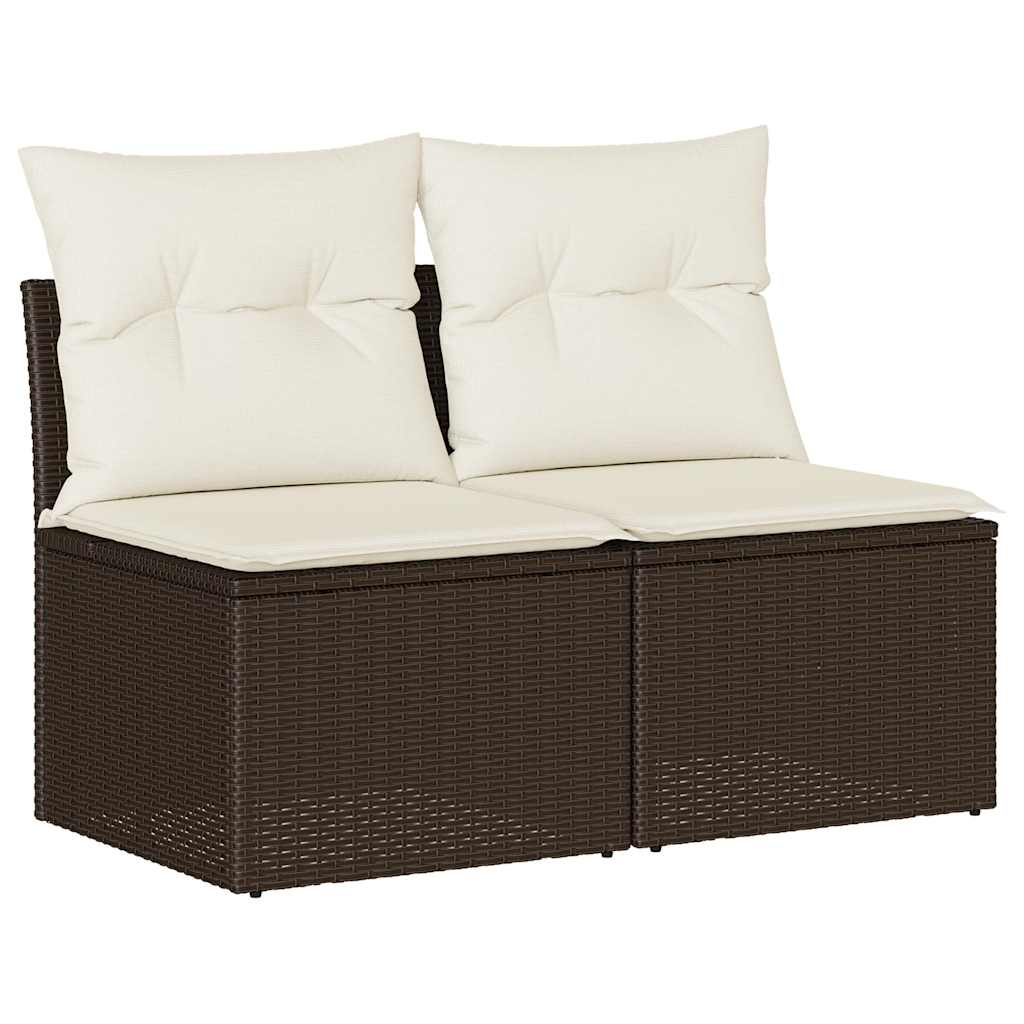 2-tlg. Garten-Sofagarnitur mit Kissen Braun Poly Rattan Akazie