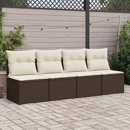 2-tlg. Garten-Sofagarnitur mit Kissen Braun Poly Rattan Akazie