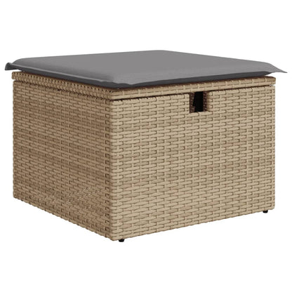 4-tlg. Garten-Sofagarnitur mit Kissen Beige Poly Rattan