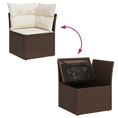 4-tlg. Garten-Sofagarnitur mit Kissen Braun Poly Rattan