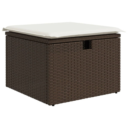 5-tlg. Garten-Sofagarnitur mit Kissen Braun Poly Rattan