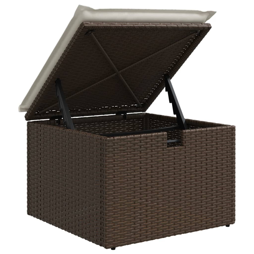 5-tlg. Garten-Sofagarnitur mit Kissen Braun Poly Rattan