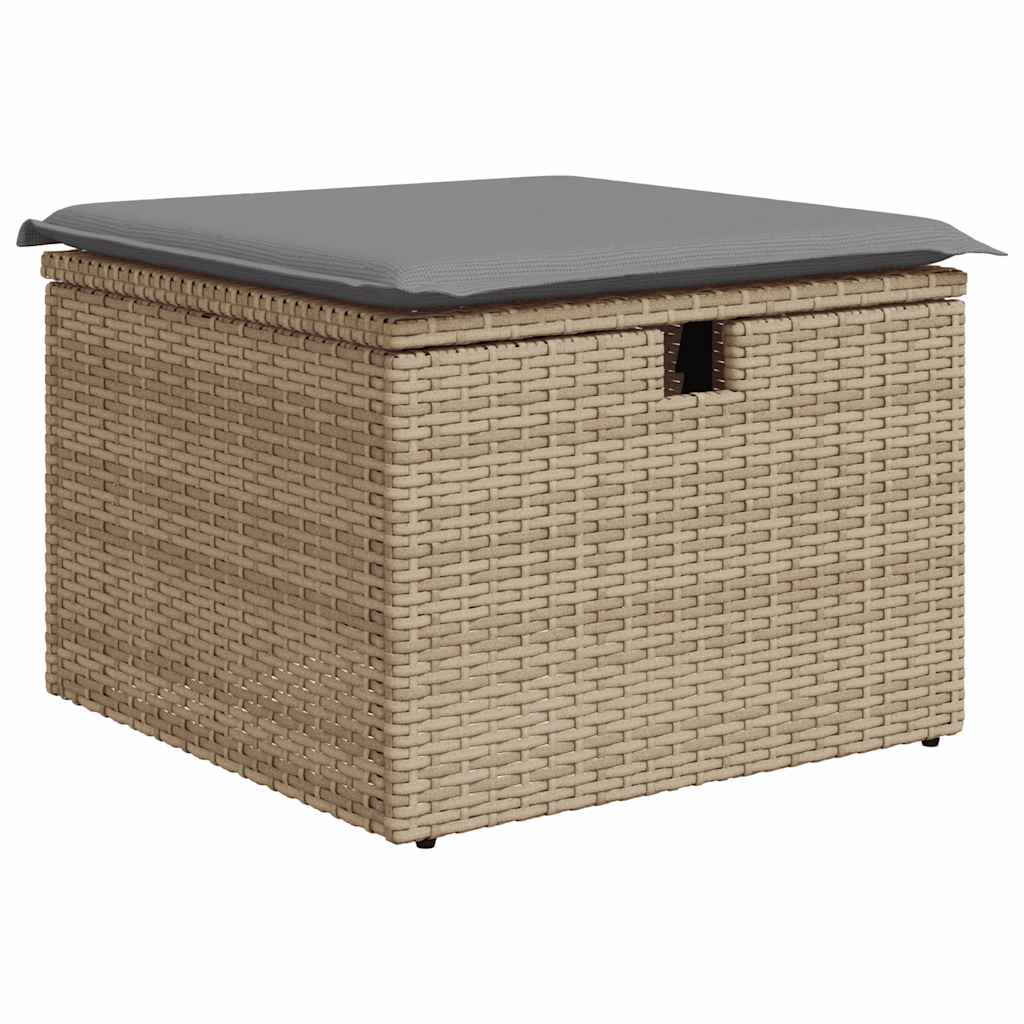 4-tlg. Garten-Sofagarnitur mit Kissen Beige Poly Rattan