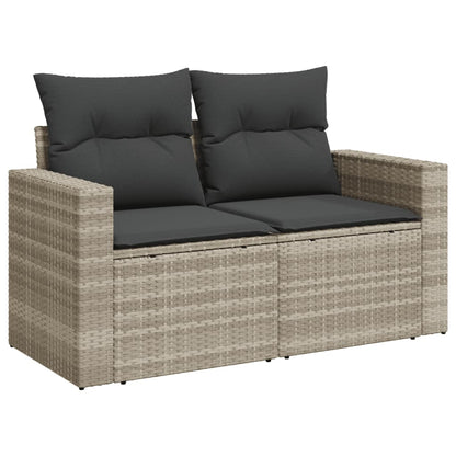 4-tlg. Garten-Sofagarnitur mit Kissen Hellgrau Poly Rattan