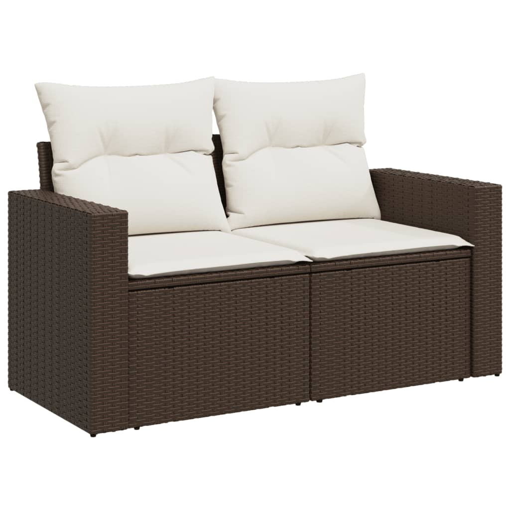 4-tlg. Garten-Sofagarnitur mit Kissen Braun Poly Rattan