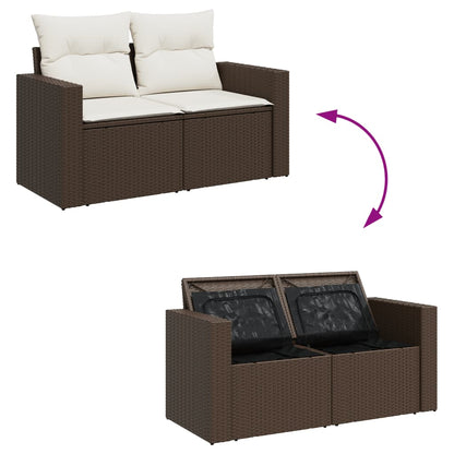 4-tlg. Garten-Sofagarnitur mit Kissen Braun Poly Rattan