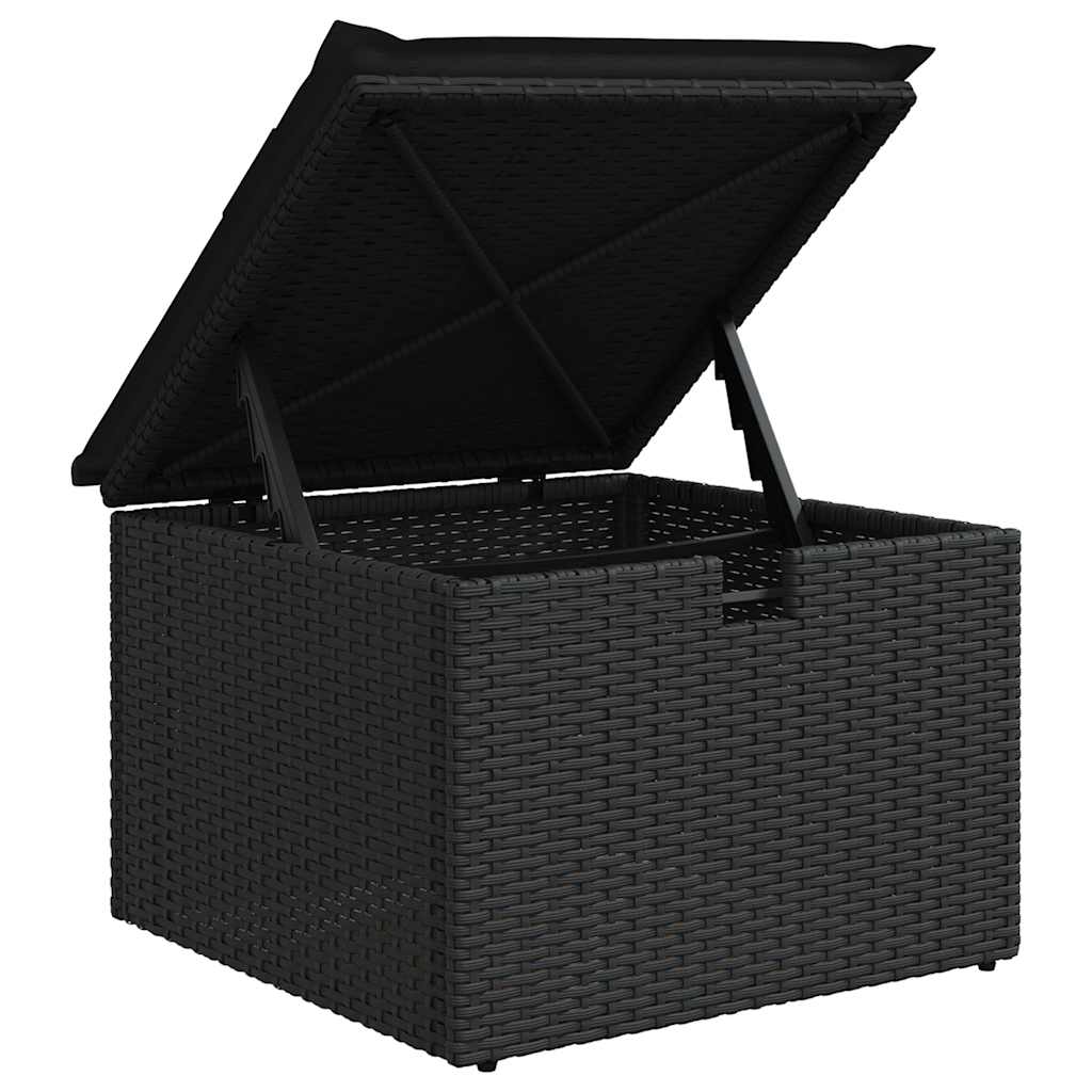 8-tlg. Garten-Sofagarnitur mit Kissen Schwarz Poly Rattan