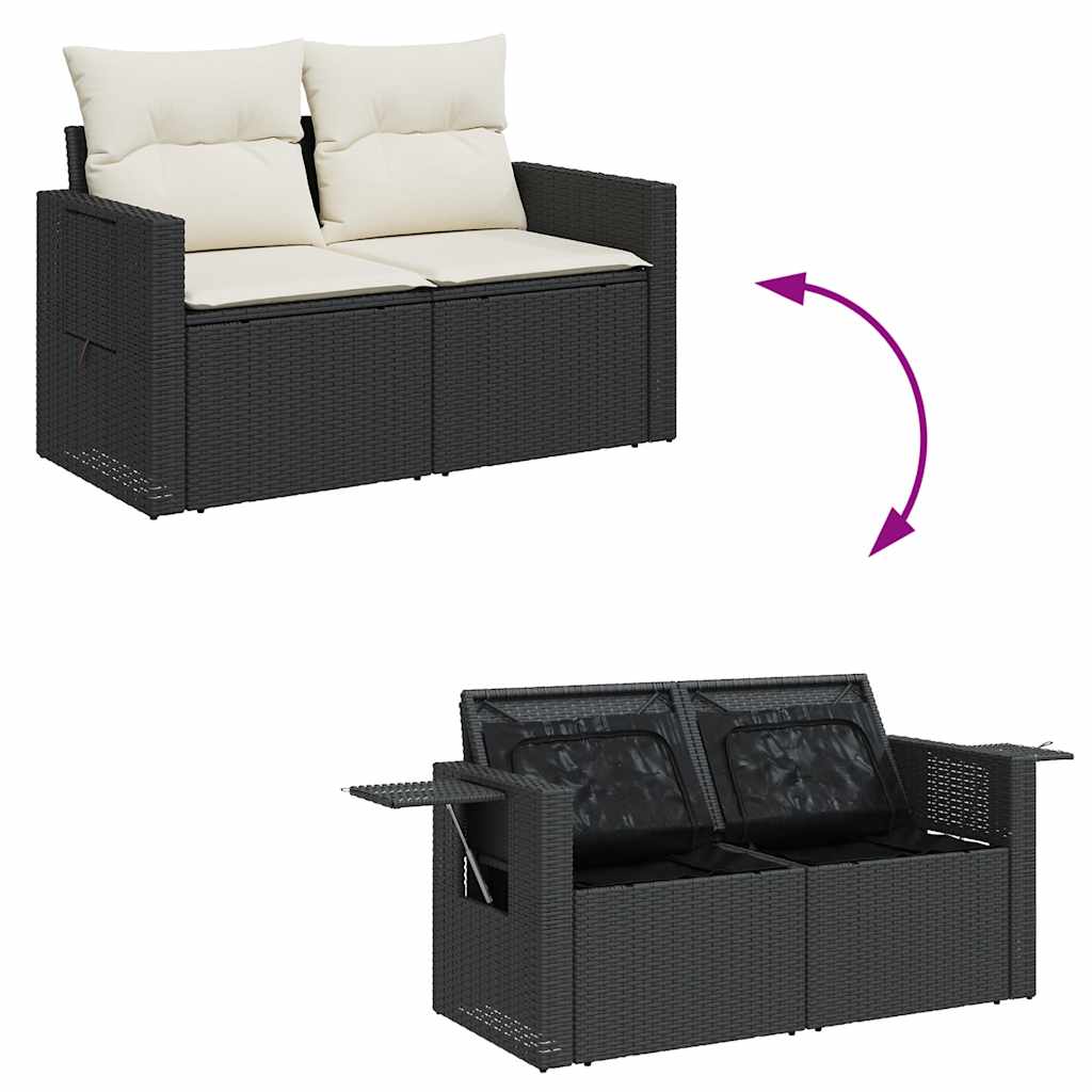 4-tlg. Garten-Sofagarnitur mit Kissen Schwarz Poly Rattan