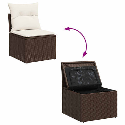 4-tlg. Garten-Sofagarnitur mit Kissen Braun Poly Rattan