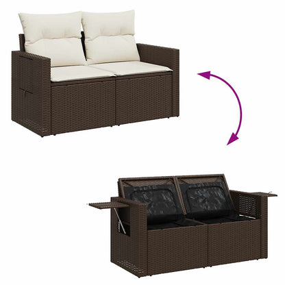 4-tlg. Garten-Sofagarnitur mit Kissen Braun Poly Rattan