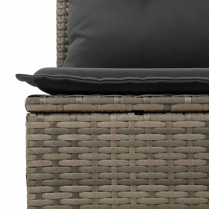 5-tlg. Garten-Sofagarnitur mit Kissen Grau Poly Rattan